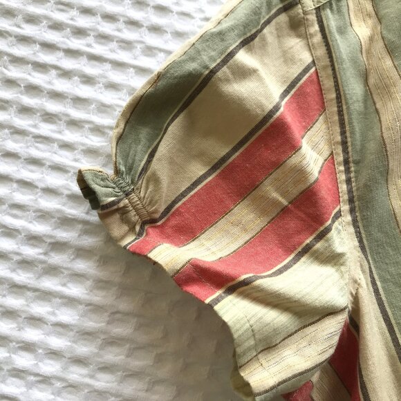 Ruffle Sleeve Button Down Shirt Striped Metallic M IB Diffusion - Picture 7 of 8